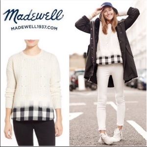 Madewell Wintermix Plaid Cable Knit Sweater